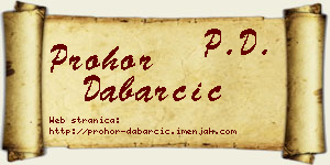 Prohor Dabarčić vizit kartica